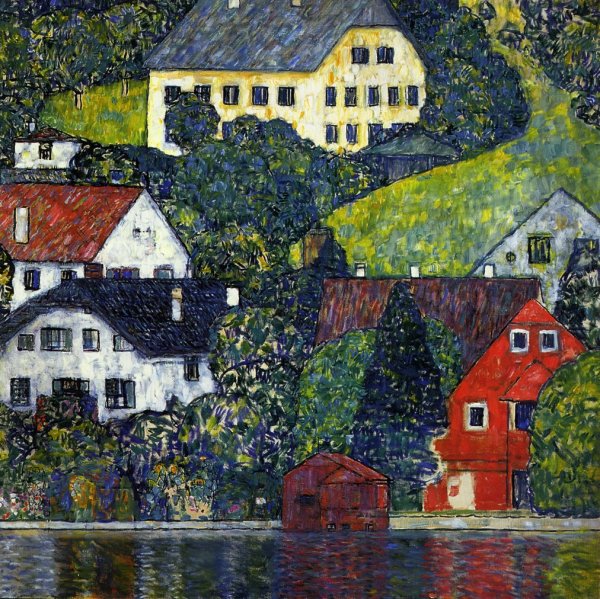Main Product Photo of Houses at Unterach on the Attersee Painting by Gustav Klimt