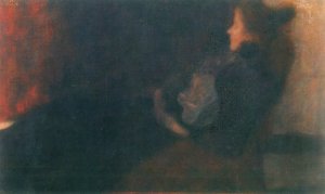 Lady by the Fireplace by Gustav Klimt Oil Painting