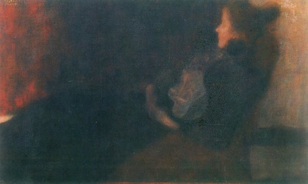 Lady by the Fireplace by Gustav Klimt - Hand-Painted Oil Painting Reproduction