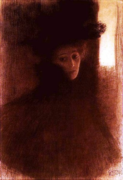 Lady with Cape and Hat by Gustav Klimt - Hand-Painted Oil Painting Reproduction