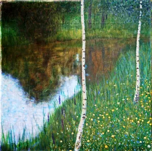 Lakeside with Birch Trees by Gustav Klimt Oil Painting