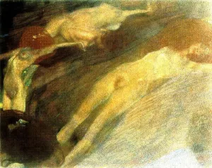 Moving Water painting by Gustav Klimt