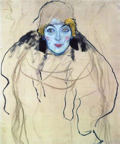 Portrait of a Lady Unfinished by Gustav Klimt - Hand-Painted Oil Painting Reproduction