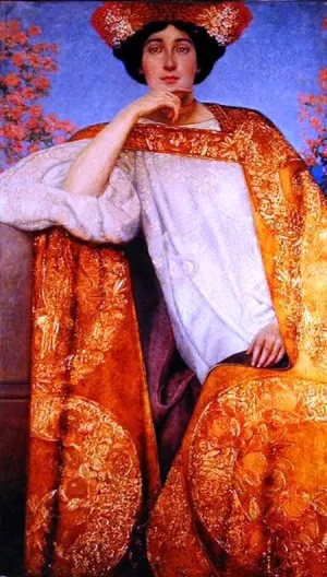 Portrait of a Woman on a Golden Dress by Gustav Klimt Oil Painting