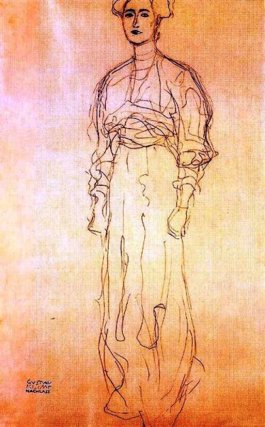 Portrait of Mrs. Wittengenstein Study by Gustav Klimt - Hand-Painted Oil Painting Reproduction