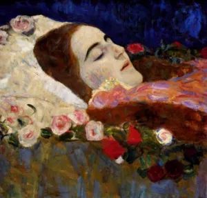 Ria Munk on the Deathbed by Gustav Klimt - Oil Painting Reproduction