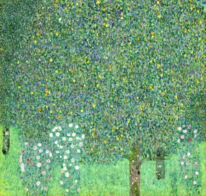 Rosebushes under the Trees by Gustav Klimt Oil Painting