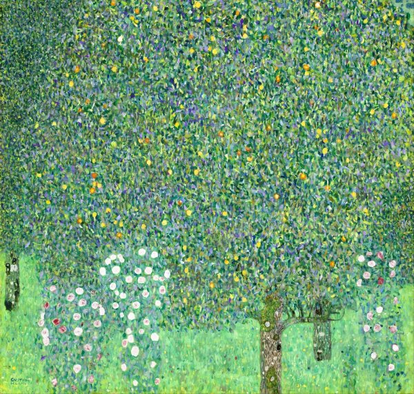 Rosebushes under the Trees  by Gustav Klimt - Hand-Painted Oil Painting Reproduction