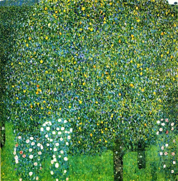 Main Product Photo of Roses Under the Trees Painting by Gustav Klimt