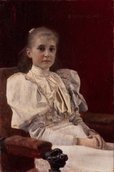 Seated Young Girl  by Gustav Klimt - Hand-Painted Oil Painting Reproduction