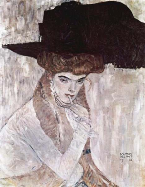 Main Product Photo of The Black Feather Hat Painting by Gustav Klimt