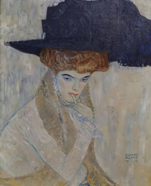 The Black-Feathered Hat by Gustav Klimt Oil Painting