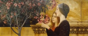 Two Girls with an Oleander Bush by Gustav Klimt Oil Painting