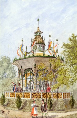 Der Gabentempel des Wiener Schutzenfestes von 1898 by Gustav Korompay Oil Painting