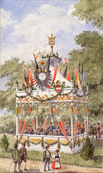 Der Musikpavillion des Wiener Schutzenfestes von 1898  by Gustav Korompay - Hand-Painted Oil Painting Reproduction