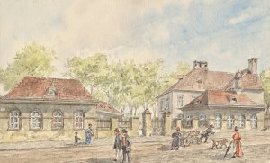 Die Hohlweggasse in Wien-Landstrase by Gustav Korompay Oil Painting