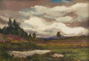 A Landscape with Heathland by Gustav Macoun Oil Painting