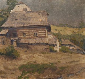 A Timber Cottage by Gustav Macoun Oil Painting