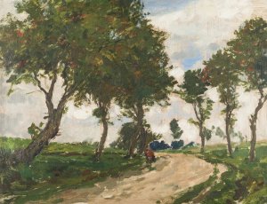 On the Way down the Alley by Gustav Macoun Oil Painting