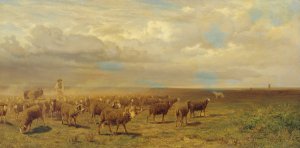 Schafherde in der Puszta by Gustav Ranzoni Oil Painting