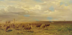 Schafherde in der Puszta Oil painting by Gustav Ranzoni
