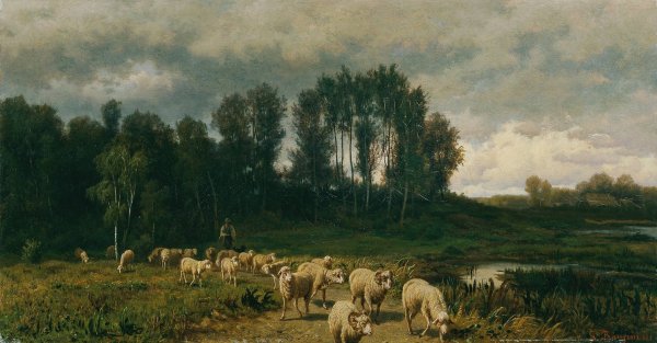 Vor dem Gewitter  by Gustav Ranzoni - Hand-Painted Oil Painting Reproduction