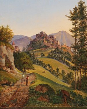 Die Ruine der Veste Clam bey Schottwien by Gustav Reinhold Oil Painting