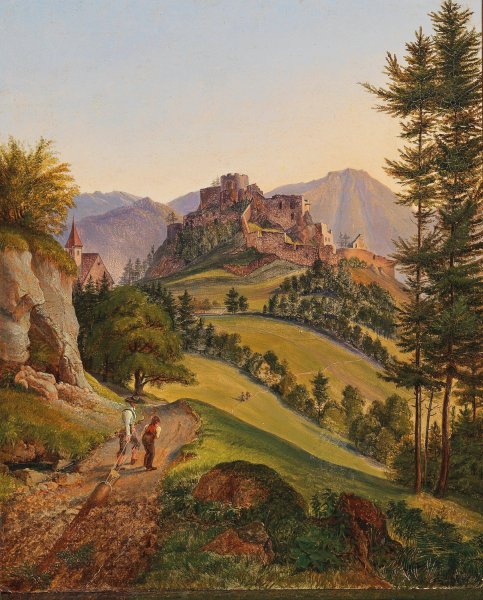 Die Ruine der Veste Clam bey Schottwien by Gustav Reinhold - Hand-Painted Oil Painting Reproduction