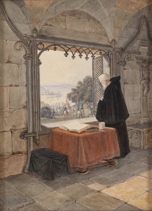 Kreuzritter und MOnch by Gustav Reinhold Oil Painting