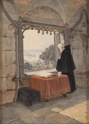 Kreuzritter und MOnch by Gustav Reinhold Oil Painting