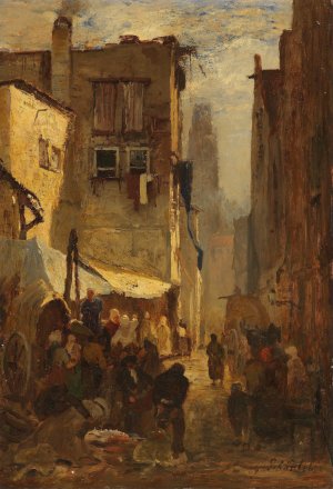 Belebter Stadtwinkel by Gustav Schonleber Oil Painting