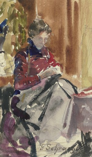 Bildnis der Frau des Kunstlers by Gustav Schraegle Oil Painting