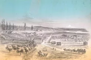 Bird's Eye View of Vancouver W.T. 1854 by Gustav Sohon Oil Painting