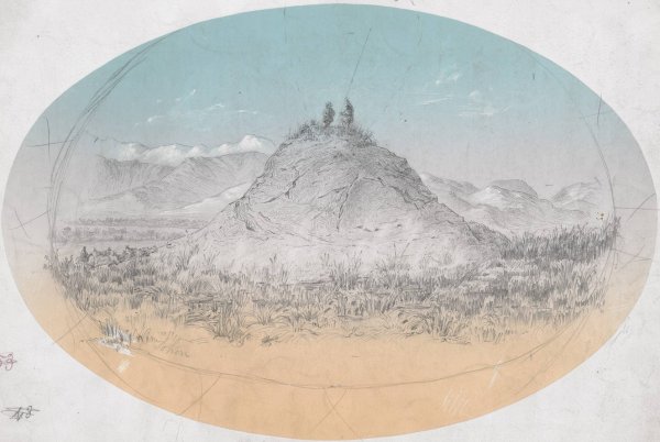 Hot Spring Mound in the 'Deer Lodge' Prairie of the Rocky Mountains by Gustav Sohon - Hand-Painted Oil Painting Reproduction