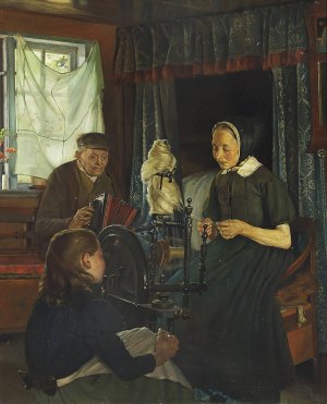 Interior fra Hedeboegnen by Gustav Vermehren Oil Painting