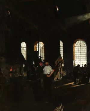 Smede i vaerkstedet Oil painting by Gustav Vilhelm Blom