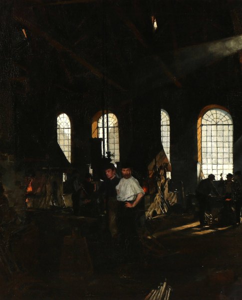 Smede i vaerkstedet by Gustav Vilhelm Blom - Hand-Painted Oil Painting Reproduction