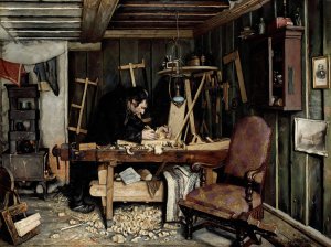 A Carpenter's Workshop by Gustav Wentzel Oil Painting