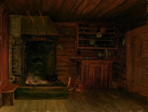 Kitchen with Fireplace by Gustav Wentzel Oil Painting
