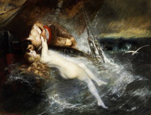 The Kiss of the Siren by Gustav Wertheimer Oil Painting