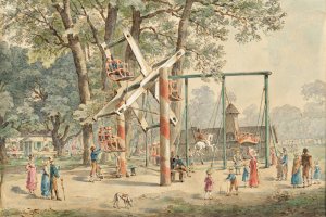 Haspel und Schaukel im Wurstelprater in Wien by Gustav Zafaurek Oil Painting