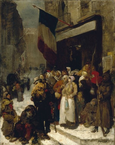 Cantine municipale au faubourg Saint-Martin, pendant le siege de Paris  by Gustave-Achille Guillaumet - Hand-Painted Oil Painting Reproduction