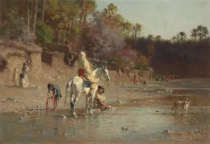 On the bank of the El Kantara river by Gustave-Achille Guillaumet Oil Painting