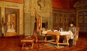Napoleon Contemplating A Portrait Of The King Of Rome Before His Departure For Elba, 1814 by Gustave Bettinger Oil Painting