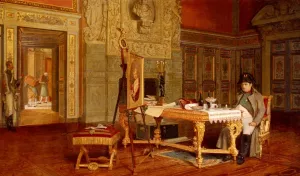 Napoleon Contemplating A Portrait Of The King Of Rome Before His Departure For Elba, 1814 by Gustave Bettinger Oil Painting