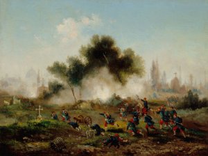 Assaut d'un cimetiere par les troupes regulieres, mai 1871 by Gustave Boulanger Oil Painting
