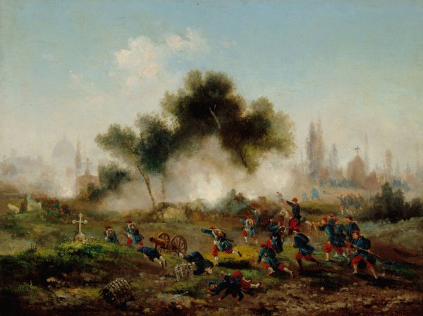Assaut d'un cimetiere par les troupes regulieres, mai 1871  by Gustave Boulanger - Hand-Painted Oil Painting Reproduction