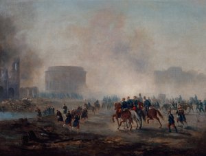 La Rotonde de la Villette cernee par les troupes versaillaises by Gustave Boulanger Oil Painting