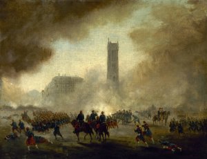 La tour Saint-Jacques, reprise par les troupes versaillaises by Gustave Boulanger Oil Painting