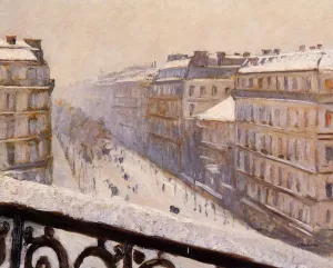 Boulevard Haussmann, Snow by Gustave Caillebotte - Oil Painting Reproduction